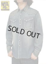 【 SUGAR CANE（シュガーケン） 】 BLUE DENIM L/S WESTERN SHIRTS [ AGED MODEL ] [ H.NAVY ]