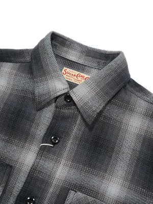 画像3: 【 SUGAR CANE（シュガーケン） 】　ツイルチェックワークシャツ [ L/S TWILL CHECK WORK SHIRT ] [ BLACK ]