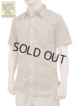 【 SUGAR CANE（シュガーケン） 】 【 8.5oz. 】 BROWN WABASH STRIPE S/S WORK SHIRTS [ FICTION ROMANCE ] 