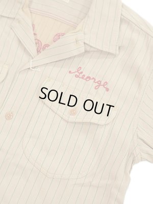 画像4: 【 SUGAR CANE（シュガーケン） 】 半袖コークストライプワークシャツ [ COKE STRIPE WORK SHIRTS ] [ BEIGE ]