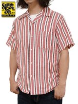 【 SUGAR CANE（シュガーケン） 】 ハートストライプオープンカラーシャツ [ Heart Stripe Open Shirt ] [ RED ]