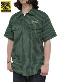 【 SUGAR CANE（シュガーケン） 】 半袖コークストライプワークシャツ [ COKE STRIPE WORK SHIRTS ] [ GREEN ]
