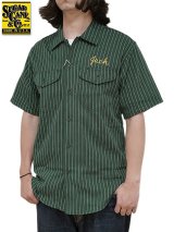 【 SUGAR CANE（シュガーケン） 】 半袖コークストライプワークシャツ [ COKE STRIPE WORK SHIRTS ] [ GREEN ]