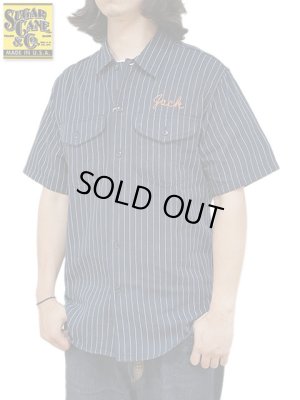 画像1: 【 SUGAR CANE（シュガーケン） 】 半袖コークストライプワークシャツ [ COKE STRIPE WORK SHIRTS ] [ NAVY ]