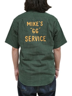 画像2: 【 SUGAR CANE（シュガーケン） 】 半袖コークストライプワークシャツ [ COKE STRIPE WORK SHIRTS ] [ GREEN ]