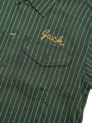 画像4: 【 SUGAR CANE（シュガーケン） 】 半袖コークストライプワークシャツ [ COKE STRIPE WORK SHIRTS ] [ GREEN ]