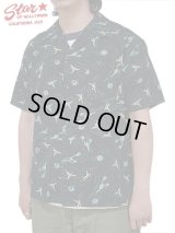 【 STAR OF HOLLYWOOD（スターオブハリウッド） 】　S/S DOBBY COTTON OPEN SHIRT　[ SPACE SHIP ] [ BLACK ]