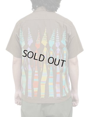 画像2: 【 STAR OF HOLLYWOOD（スターオブハリウッド） 】　S/S TYPEWRITER COTTON OPEN SHIRT　[ AFRICAN DAUGHTERS ] [ BROWN ]