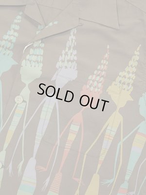 画像4: 【 STAR OF HOLLYWOOD（スターオブハリウッド） 】　S/S TYPEWRITER COTTON OPEN SHIRT　[ AFRICAN DAUGHTERS ] [ BROWN ]