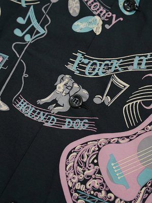 画像7: 【 STAR OF HOLLYWOOD（スターオブハリウッド） 】　COTTON TYPEWRITER OPEN SHIRT　[ ROCK'N'ROLL GUITAR ] [ BLACK ]
