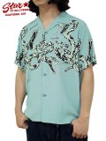 【 STAR OF HOLLYWOOD（スターオブハリウッド） 】 HIGH DENSITY RAYON OPEN SHIRT [ RATTLE SNAKE ] [ BLUE ]