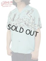 【 STAR OF HOLLYWOOD（スターオブハリウッド） 】 HIGH DENSITY RAYON OPEN SHIRT [ RATTLE SNAKE ] [ BLUE ]