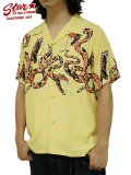 【 STAR OF HOLLYWOOD（スターオブハリウッド） 】 HIGH DENSITY RAYON OPEN SHIRT [ RATTLE SNAKE ] [ YELLOW ]