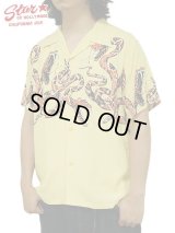 【 STAR OF HOLLYWOOD（スターオブハリウッド） 】 HIGH DENSITY RAYON OPEN SHIRT [ RATTLE SNAKE ] [ YELLOW ]