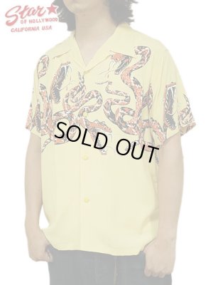 画像1: 【 STAR OF HOLLYWOOD（スターオブハリウッド） 】 HIGH DENSITY RAYON OPEN SHIRT [ RATTLE SNAKE ] [ YELLOW ]
