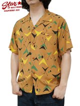 【 STAR OF HOLLYWOOD（スターオブハリウッド） 】　S/S OPEN SHIRTS　[ ATOMIC ] [ BROWN ]