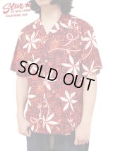 【 STAR OF HOLLYWOOD（スターオブハリウッド） 】　S/S TYPEWRITER COTTON OPEN SHIRT　[ BLUE HAWAII ] [ RED ]