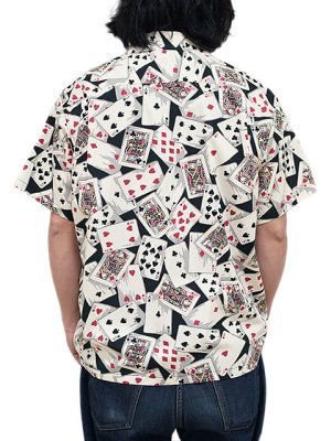 画像2: 【 STAR OF HOLLYWOOD（スターオブハリウッド） 】　S/S TYPEWRITER COTTON OPEN SHIRT　[ PLAYING CARDS ] [ BLACK ]
