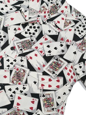 画像4: 【 STAR OF HOLLYWOOD（スターオブハリウッド） 】　S/S TYPEWRITER COTTON OPEN SHIRT　[ PLAYING CARDS ] [ BLACK ]