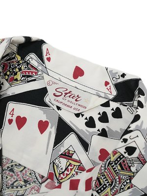 画像8: 【 STAR OF HOLLYWOOD（スターオブハリウッド） 】　S/S TYPEWRITER COTTON OPEN SHIRT　[ PLAYING CARDS ] [ BLACK ]