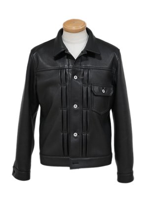 画像3: 【 Y'2 LEATHER（ワイツーレザー） 】　SHEEP SKIN 1ST TYPE JEAN JACKET [ Seep Skin ] [ BLACK ] [ 羊革 ]