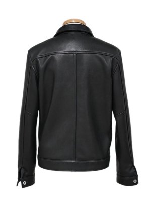 画像4: 【 Y'2 LEATHER（ワイツーレザー） 】　SHEEP SKIN 1ST TYPE JEAN JACKET [ Seep Skin ] [ BLACK ] [ 羊革 ]