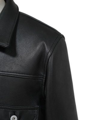 画像6: 【 Y'2 LEATHER（ワイツーレザー） 】　SHEEP SKIN 1ST TYPE JEAN JACKET [ Seep Skin ] [ BLACK ] [ 羊革 ]