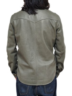 画像2: 【 限定モデル 】 【 Y'2 LEATHER（ワイツーレザー） 】  ステアオイルウエスタンシャツ [ 牛革 ]　[ Steer Oil Leather ] [ GRAY ]