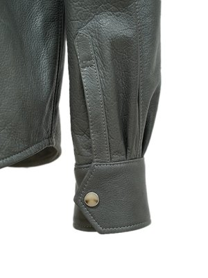 画像8: 【 限定モデル 】 【 Y'2 LEATHER（ワイツーレザー） 】  ステアオイルウエスタンシャツ [ 牛革 ]　[ Steer Oil Leather ] [ GRAY ]
