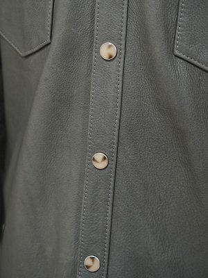 画像9: 【 限定モデル 】 【 Y'2 LEATHER（ワイツーレザー） 】  ステアオイルウエスタンシャツ [ 牛革 ]　[ Steer Oil Leather ] [ GRAY ]
