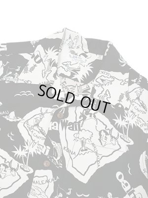 画像3: 【 SUN SURF（サンサーフ） 】 長袖アロハシャツ L/S HAWAIIAN SHIRT [ SHOWING HAWAIIAN ISLAND ] [ BLACK ]