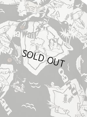 画像4: 【 SUN SURF（サンサーフ） 】 長袖アロハシャツ L/S HAWAIIAN SHIRT [ SHOWING HAWAIIAN ISLAND ] [ BLACK ]