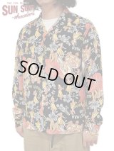 【 SUN SURF（サンサーフ） 】 長袖アロハシャツ L/S HAWAIIAN SHIRT [ LOVELY HULA HANDS ] [ BLACK ]