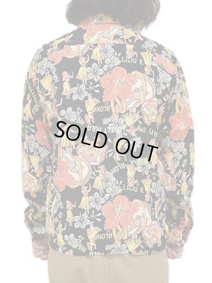 画像2: 【 SUN SURF（サンサーフ） 】 長袖アロハシャツ L/S HAWAIIAN SHIRT [ LOVELY HULA HANDS ] [ BLACK ]