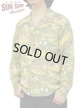 【 SUN SURF（サンサーフ） 】 長袖アロハシャツ L/S HAWAIIAN SHIRT [ HAWAIIAN HULA ] [ GREEN ]