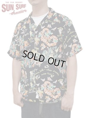 画像1: 【 SUN SURF（サンサーフ） 】　半袖アロハシャツ　S/S HAWAIIAN SHIRT　[ MOEUHANE -DREAM CASTLE- ]　[ BLACK ]
