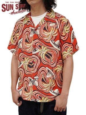 画像1: 【 SUN SURF（サンサーフ） 】　半袖アロハシャツ　S/S HAWAIIAN SHIRT　[ PANIOLO COUNTRY ]　[ RED ]