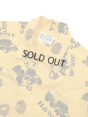 画像3: 【 SUN SURF（サンサーフ） 】　コットンヘリンボーンアロハシャツ　S/S HAWAIIAN SHIRT [ ARMY VEHICLE ] [ KHAKI ]