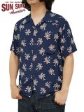 【 SUN SURF（サンサーフ） 】　半袖アロハシャツ　S/S HAWAIIAN SHIRT　[ SCATTERED PALMTREE ]　[ NAVY ]