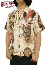 【 SUN SURF SPECIAL EDITION（サンサーフスペシャルエディション） 】　半袖アロハシャツ　[ BATTLE MASK ]　【 NO NAME PRINTED IN KYOTO 】
