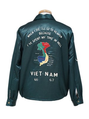 画像3: 【 TAILOR東洋（テーラートウヨウ） 】 サテンベトジャン [ Mid 1960s Style Satin Vietnam Jacket ] [ VIET-NAM MAP ] [ GREEN ]