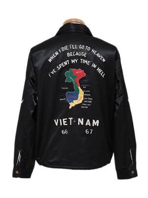 画像3: 【 TAILOR東洋（テーラートウヨウ） 】 サテンベトジャン [ Mid 1960s Style Satin Vietnam Jacket ] [ VIET-NAM MAP ] [ BLACK ]