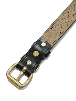 画像4: 【 ART BROWN（アートブラウン） 】　ダイヤモンドステッチベルト [ 35mm幅 ] [ HORWEEN CHROMEXCEL LEATHER ] [ BLACK ]