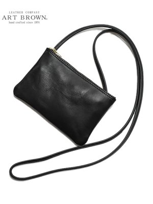 画像1: 【 ART BROWN（アートブラウン） 】　ミニショルダーバッグ [ HORWEEN CHROMEXCEL LEATHER ] [ BLACK ] 【 メール便可 】