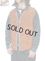 【 Y'2 LEATHER（ワイツーレザー） 】　Steer Roughout Wool Boa Vest [ STEER ROUGHOUT (牛革) ] [ Camel ]