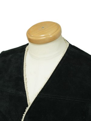 画像5: 【 Y'2 LEATHER（ワイツーレザー） 】　Steer Roughout Wool Boa Vest [ STEER ROUGHOUT (牛革) ] [ Black ]