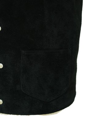 画像8: 【 Y'2 LEATHER（ワイツーレザー） 】　Steer Roughout Wool Boa Vest [ STEER ROUGHOUT (牛革) ] [ Black ]