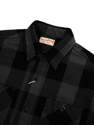 画像3: 【 SUGAR CANE（シュガーケン） 】　ツイルチェックワークシャツ [ L/S TWILL CHECK WORK SHIRT ] [ BLACK ]