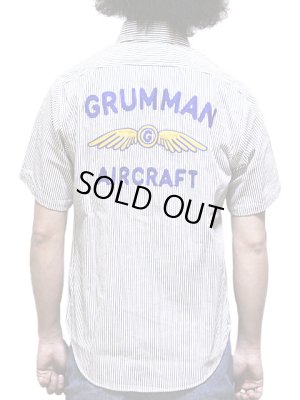 画像2: 【 SUGAR CANE（シュガーケン） 】　半袖チェーン刺繍カスタムヒッコリーワークシャツ　[ GRUMMAN AIRCRAFT ]