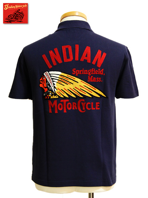 Indian MotorCycle（インディアンモーターサイクル） 】 刺繍&ワッペン入り鹿の子ポロシャツ [ INDIAN FACE ] - Lua